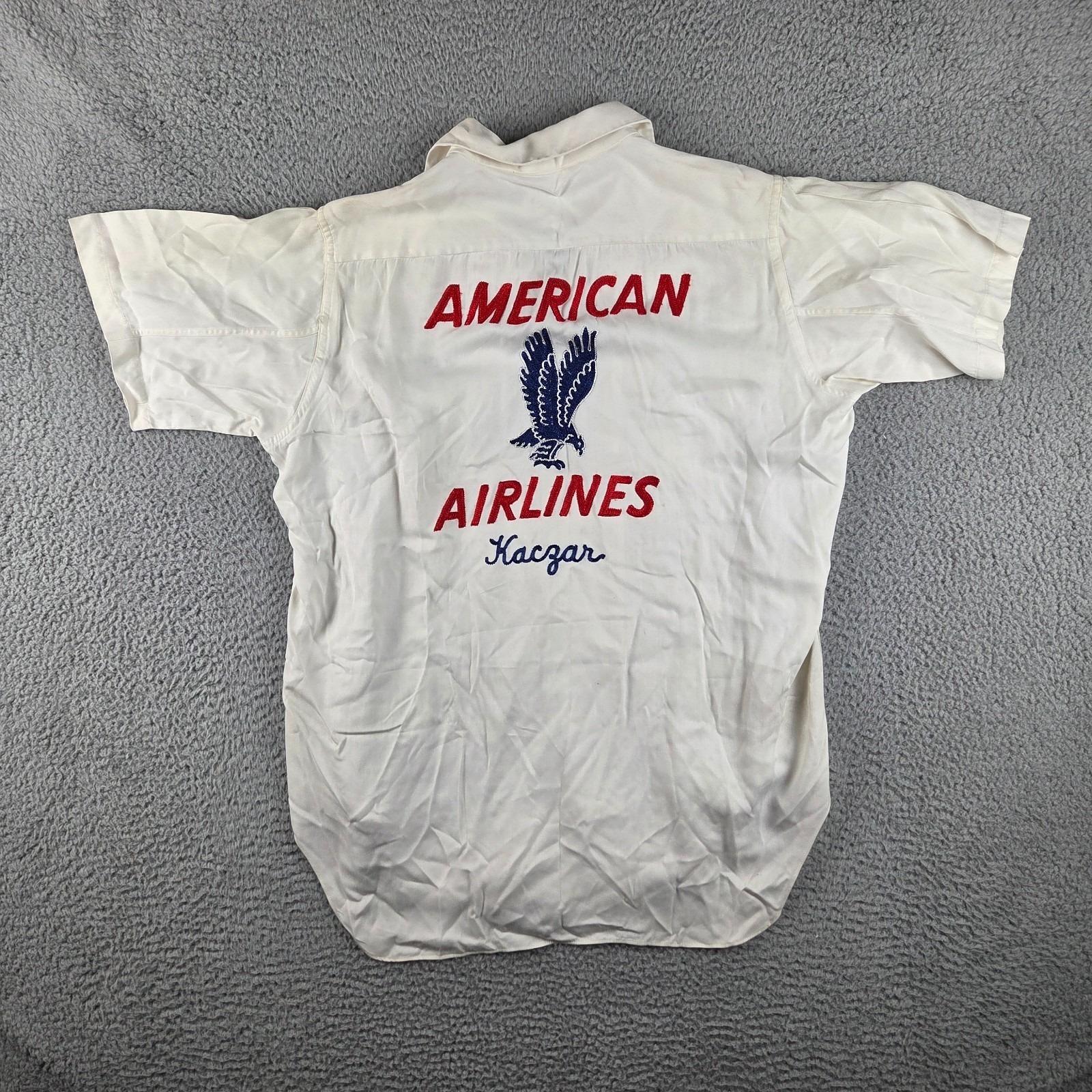 Vtg Skipper Wilson Brothers Shirt Mens Loop Collar Chainstitch American Airlines